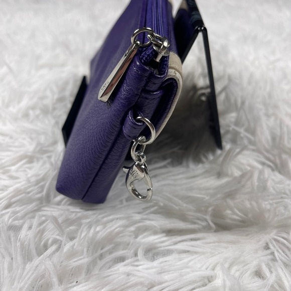 Grace Adele Purple Cream Chevron Faux Leather Clutch Wristlet Crossbody Bag - Picture 4 of 9